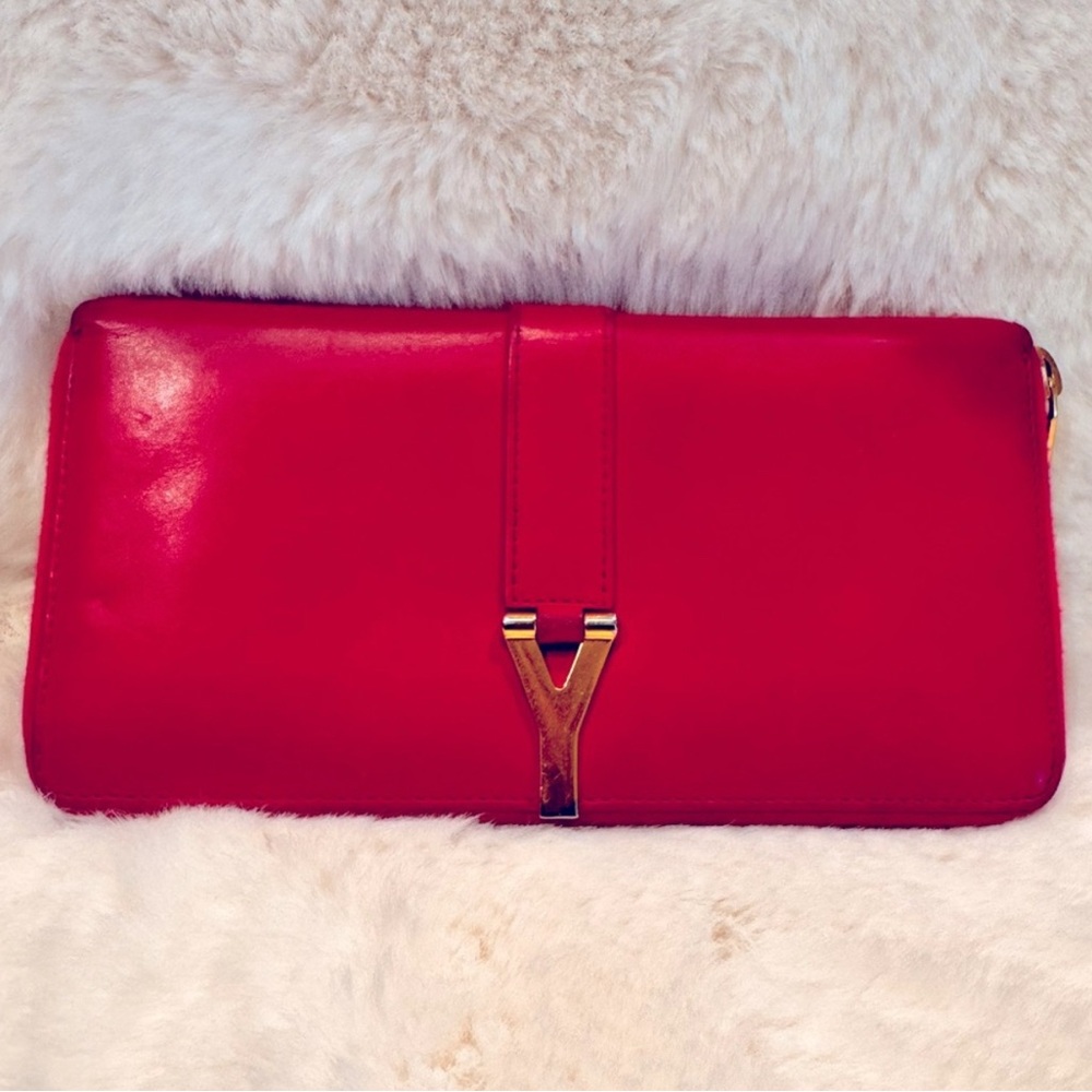 Saint laurent vintage pink calfskin continental wallet